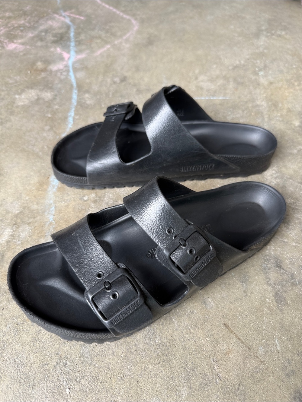 Birkenstock Black Two-Strap EVA Slide Sandals